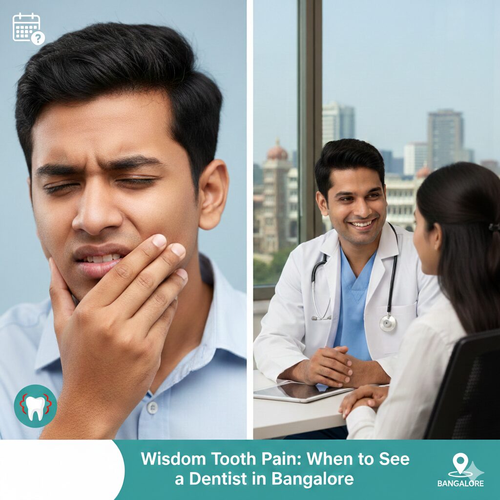 Wisdom tooth pain symptoms and treatment by dentist in Bangalore