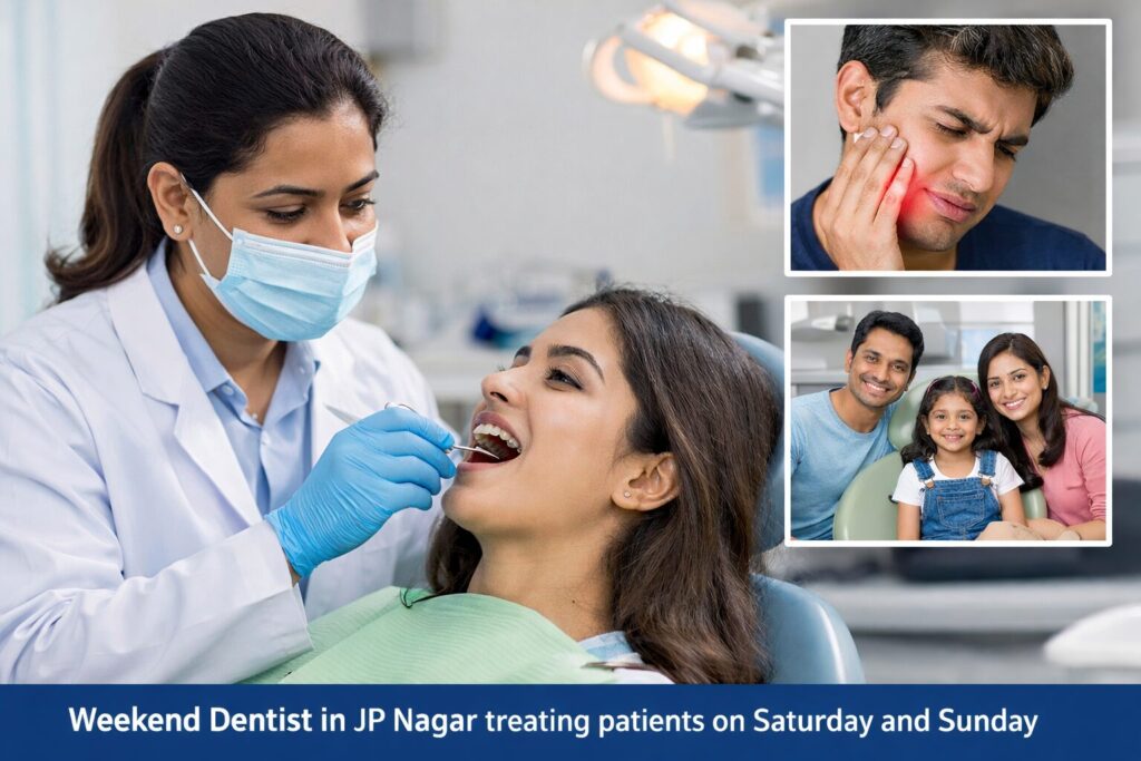 Weekend dentist in JP Nagar treating patient during weekend dental appointment