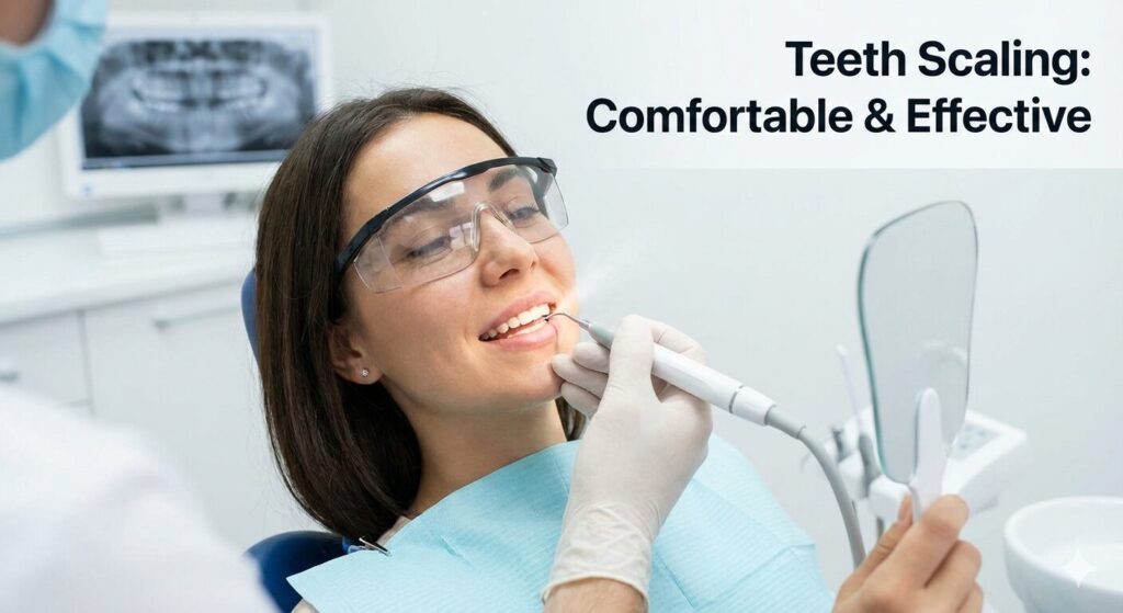 Gentle teeth scaling and polishing helps remove plaque and tartar while keeping your gums healthy and pain-free.