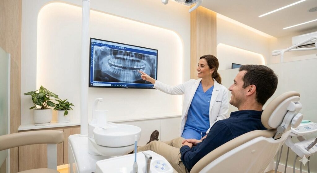 Signs you need a root canal explained by dentist to patient in dental clinic