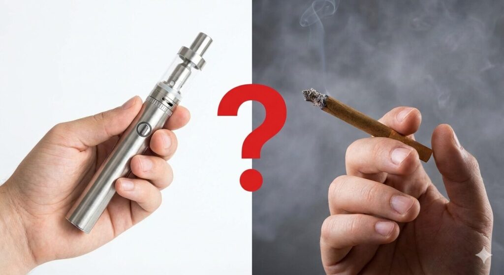vaping and oral health comparison showing effects of smoking vs vaping on teeth and gums