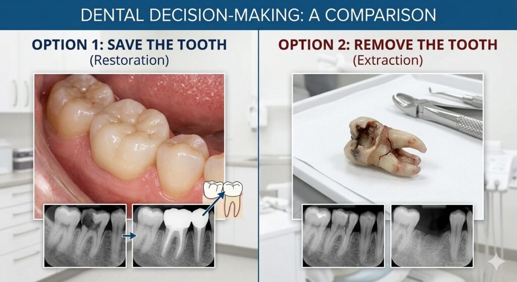 saving a tooth vs removing it dental comparison treatment options