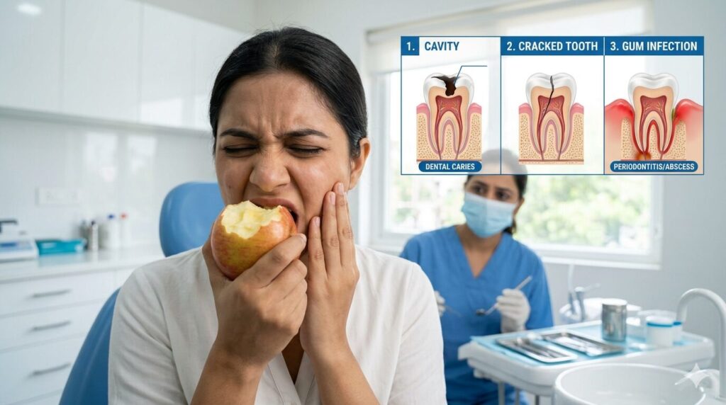 tooth pain when biting causes cracked tooth cavity