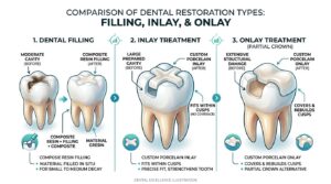 fillings vs inlays vs onlays tooth restoration comparison