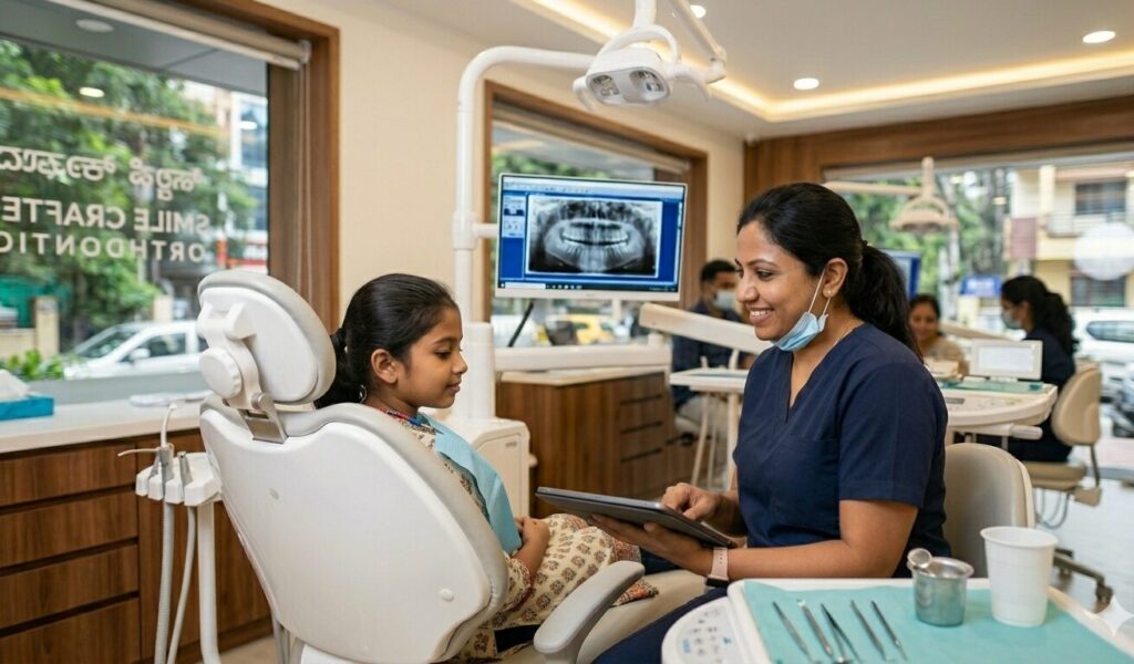 orthodontic treatment cost Bangalore braces patient smiling