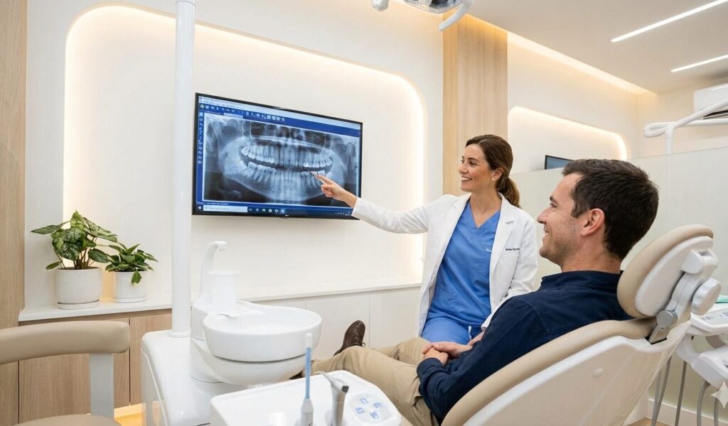Signs you need a root canal explained by dentist to patient in dental clinic