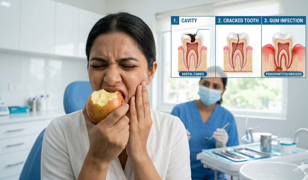 tooth pain when biting causes cracked tooth cavity