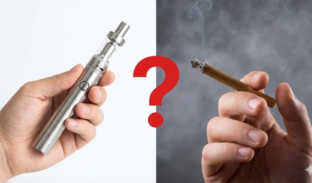 vaping and oral health comparison showing effects of smoking vs vaping on teeth and gums
