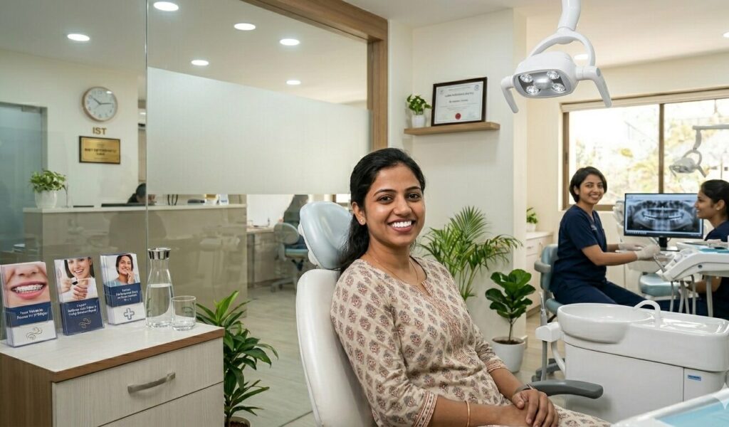 best cosmetic dentist in Bangalore consulting patient for smile makeover